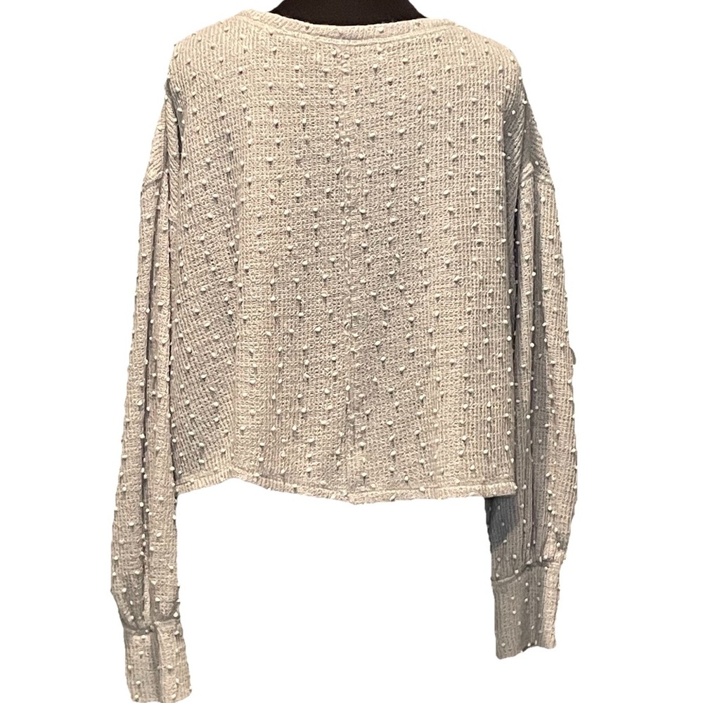 Fab'rik Women's Large Gray Textured Dotted Cropped Sweater‎ Top - Picture 2 of 8